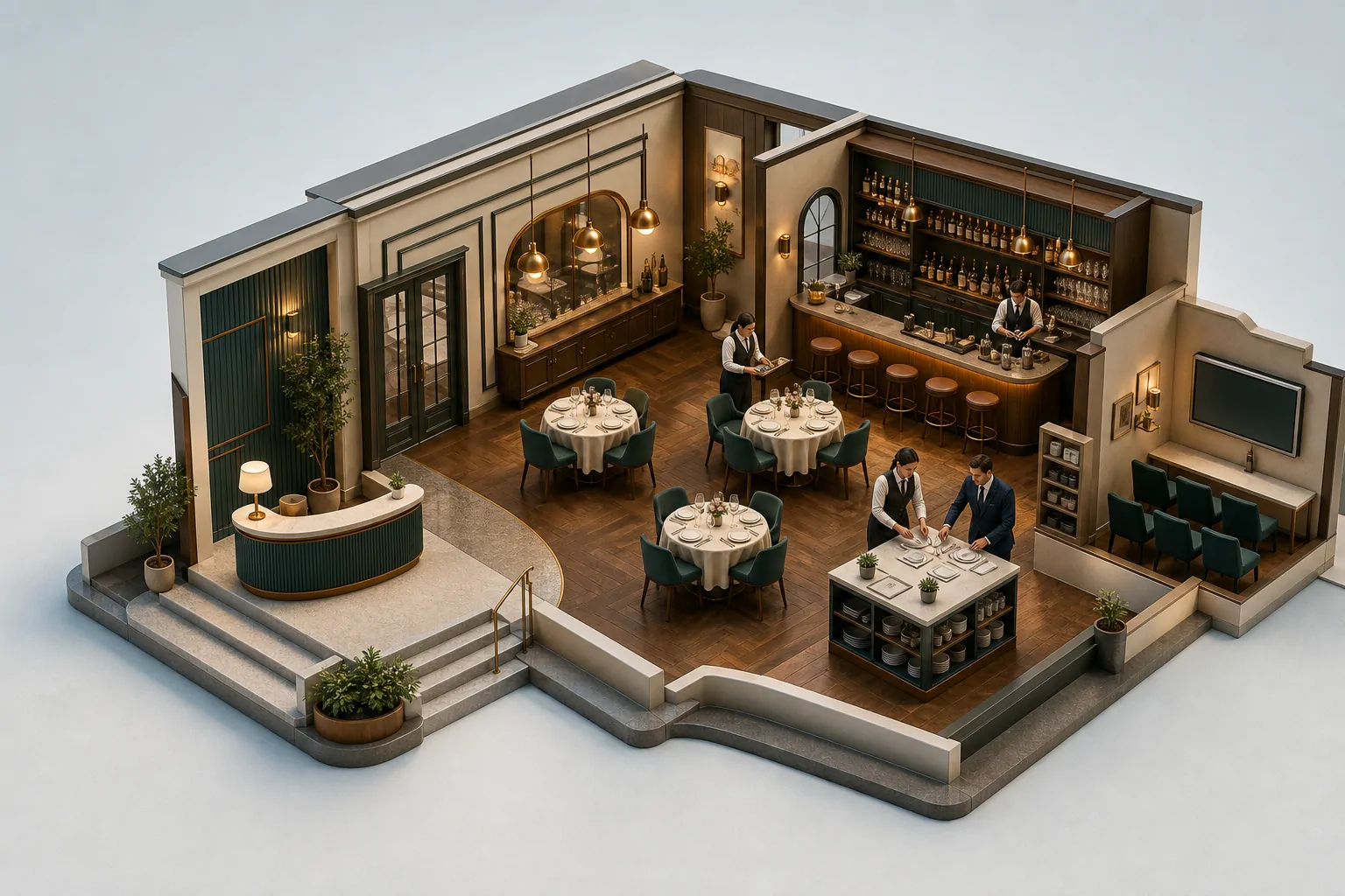 Restaurant-école Pacala en vue 3D immersive